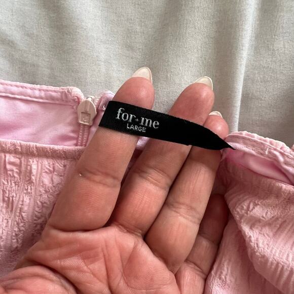 For Me Women's Cottagecore Baby Doll Puff Sleeve Dress Pink Size Large - Picture 8 of 9